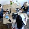 Startup founders working at a desk