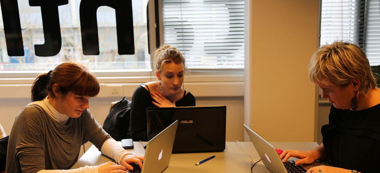 Start-up workers in a c-working space