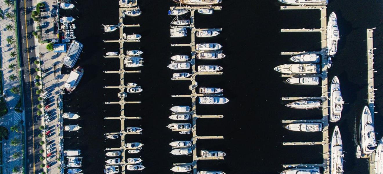 yachts in a harbor Boats in a dockyard