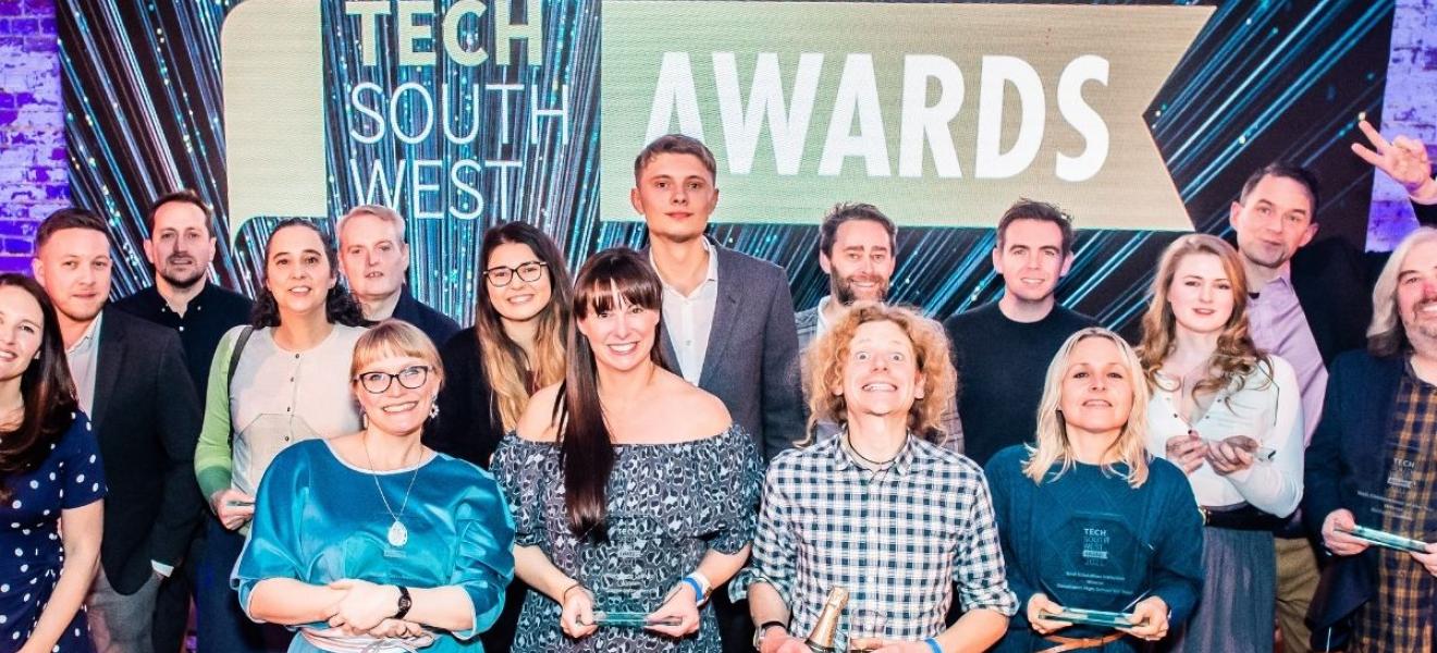 A lineup of winners at the Tech South West Awards 2021