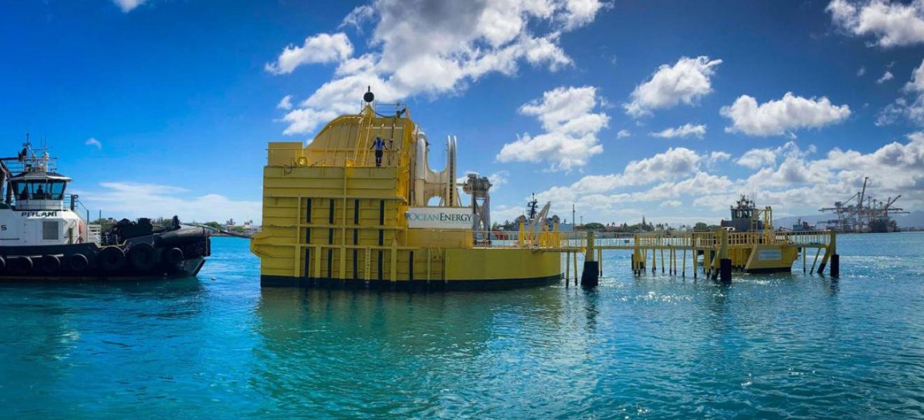 The OE35, the world’s largest floating wave energy device. Credit: OceanEnergy. The OE35, the world’s largest floating wave energy device. Credit: OceanEnergy.