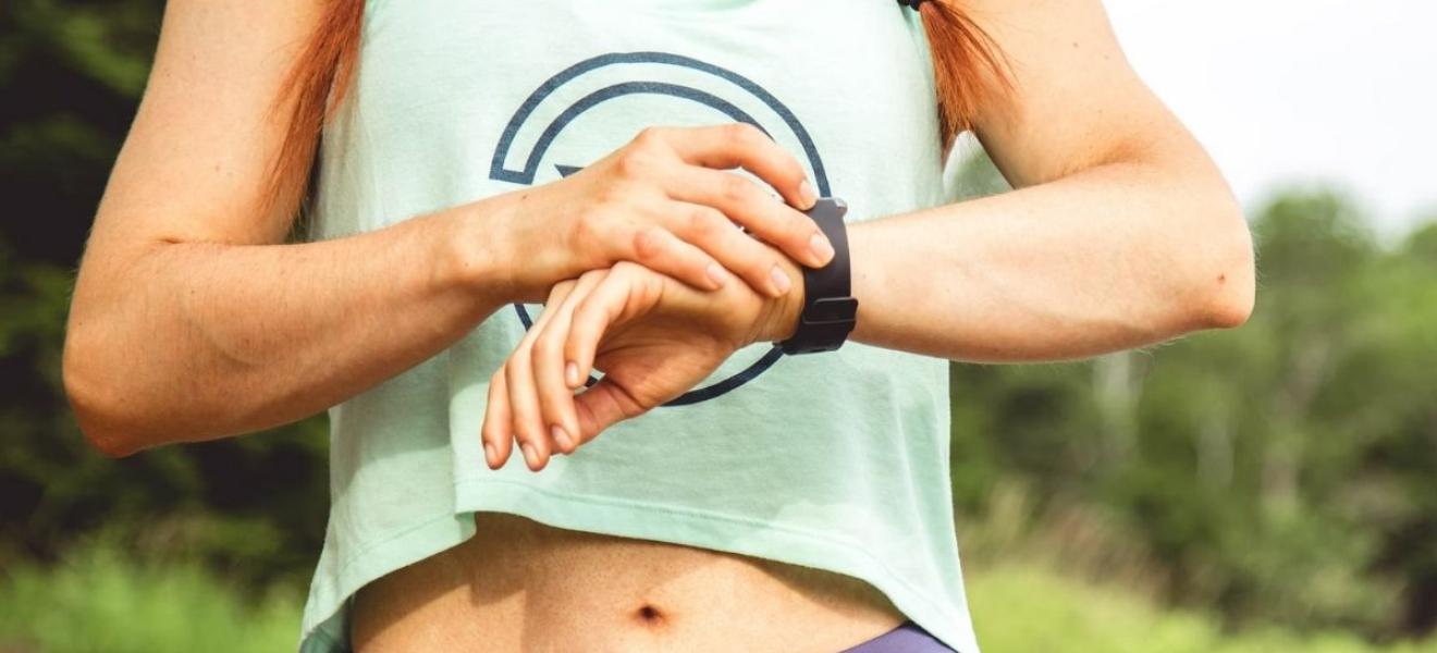 A runner using a smart watch