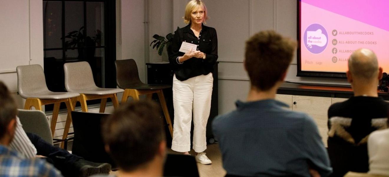 Claire Ladkin, Founder and CEO at All About The Cooks, pitching Claire Ladkin, Founder and CEO at All About The Cooks, pitching