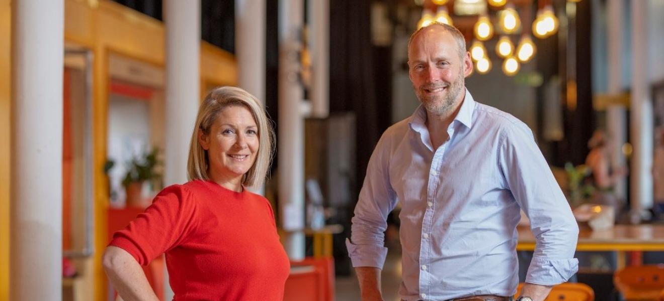 Zoe Colosimo, COO and Steve Butterworth, CEO in the members lounge at the Engine Shed