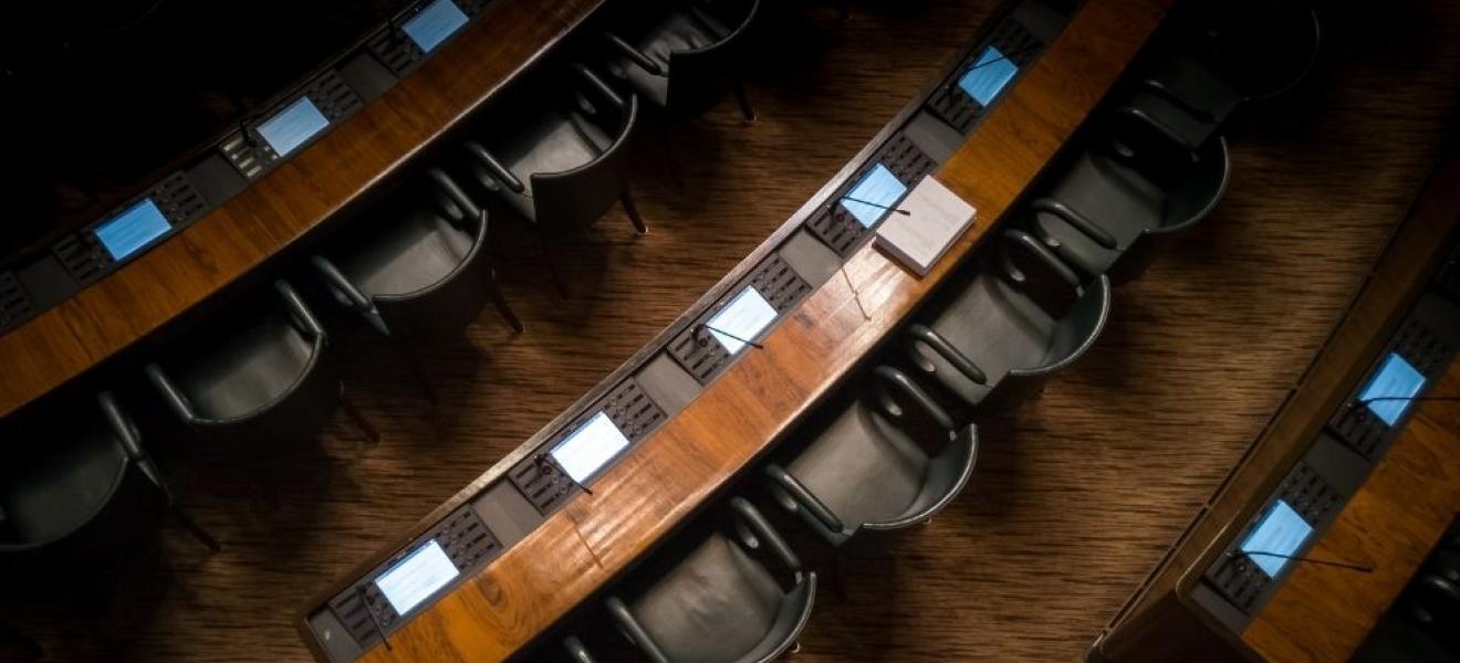 An empty parliamentary chamber