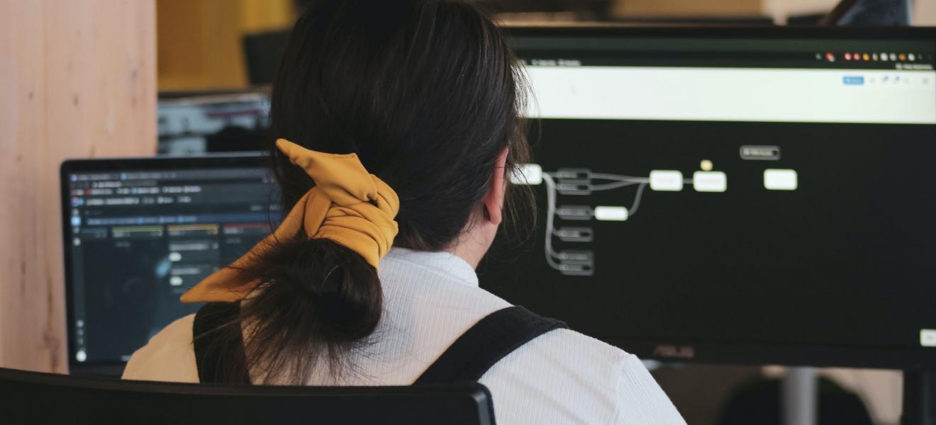 A person developing software at a computer