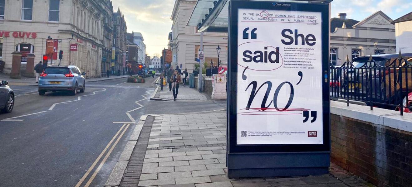 A campaign to help tackle harassment against women and girls in Exeter has won a major national award. A campaign to help tackle harassment against women and girls in Exeter has won a national award