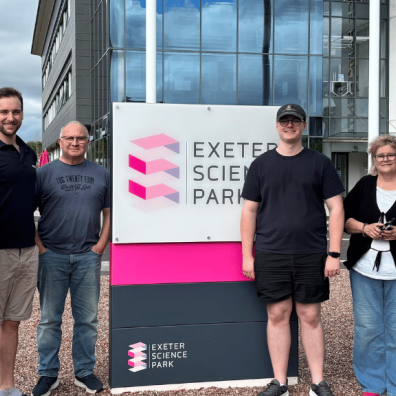 Lindsay Lucas, of Exeter Science Park with the team from Merac Lindsay Lucas, of Exeter Science Park with the team from Merac