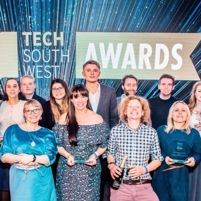 A lineup of winners at the Tech South West Awards 2021