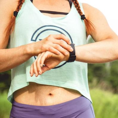 A runner using a smart watch