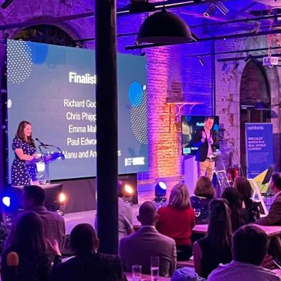 Niki Davies and Martin Barnes present the Tech South West Awards 2021