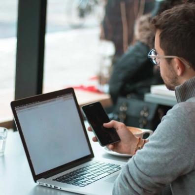 Man using laptop