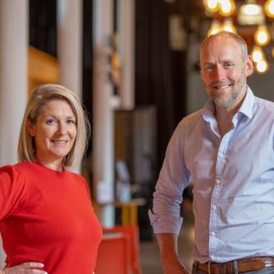 Zoe Colosimo, COO and Steve Butterworth, CEO in the members lounge at the Engine Shed