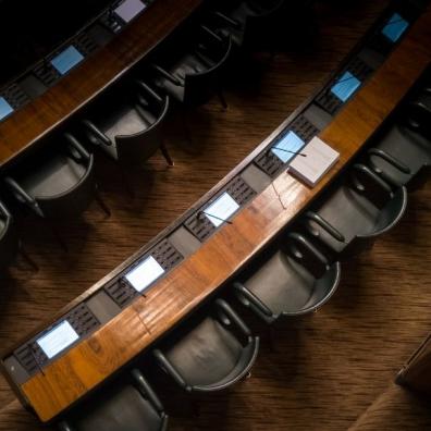 An empty parliamentary chamber