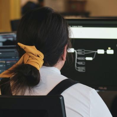 A person developing software at a computer
