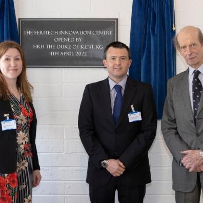 From L to R:  Gemma Ferris, Rob Ferris, HRH The Duke of Kent